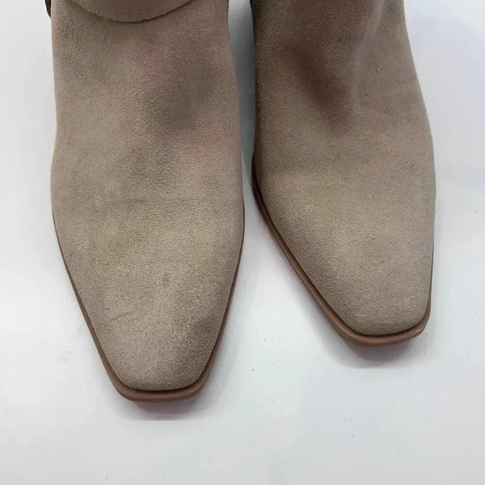 $130 Open Edit Enzo Western Boots 5.5 Beige Tan Leather Western Country Heeled